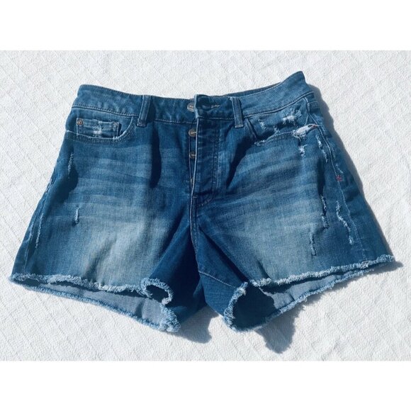 Warp + Weft IBZ High Rise Shorts Quincy Jean Shorts Button Fly Size 6/28 Womens - Picture 1 of 7